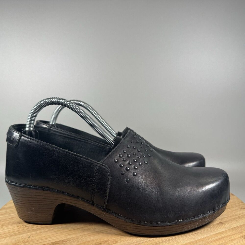 Dansko Mavis Clog Womens 41 10.5-11 Black Leather Studded Casual Slip-On Shoes